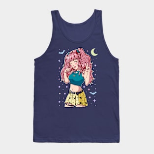 Cute Anime Girl Pink Hair Tank Top